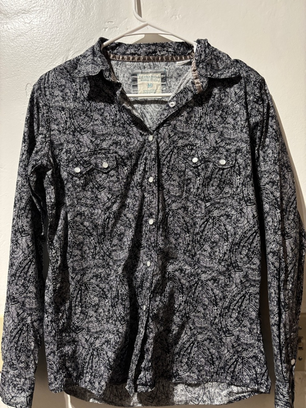 Men's Black Paisley Button-Down Shirt